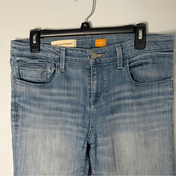 Anthropologie Pilcro Slim Straight Frayed Hem Denim Jeans Ankle Size 31 Tall - Picture 12 of 16